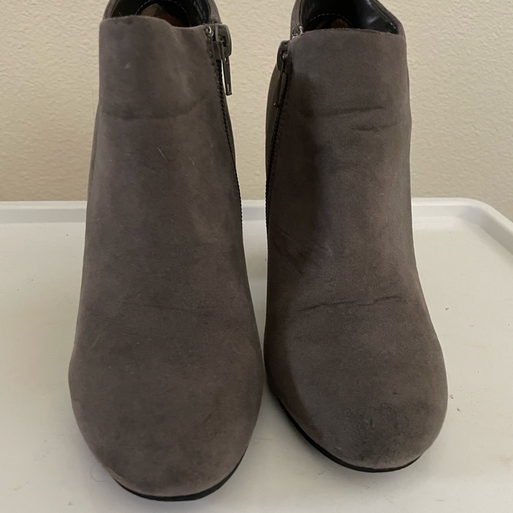 Gray suede ankle booties